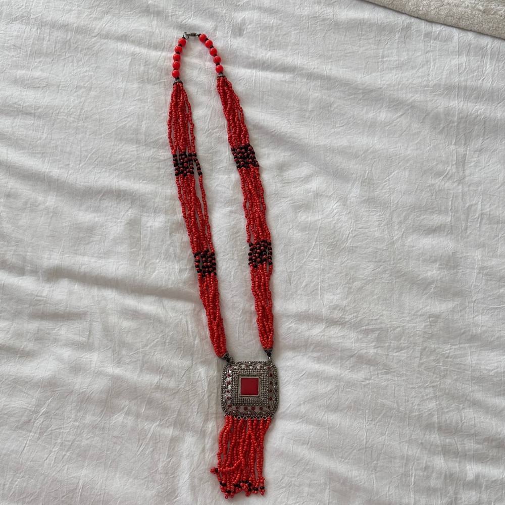 Elegant Red Beaded Necklace